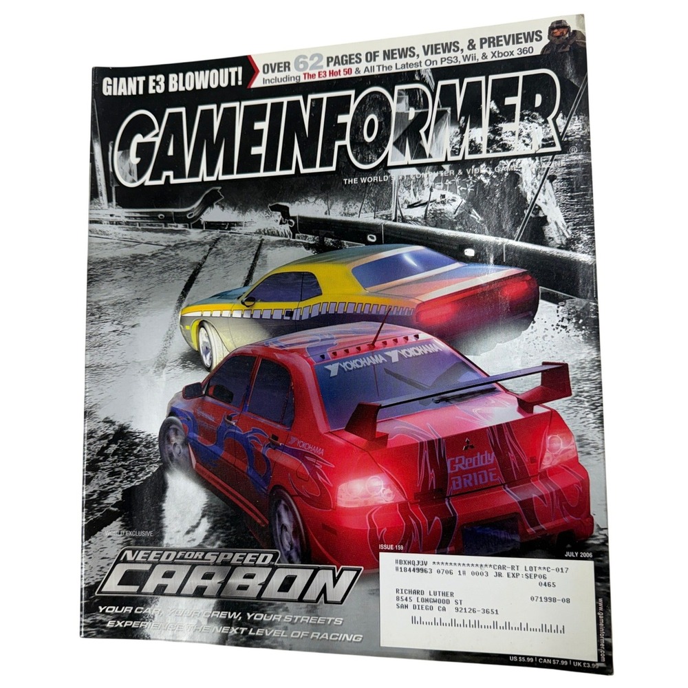 Game Informer Magazine Issue 159 July 2006 Need for Speed Carbon E3 PS3 Wii 360